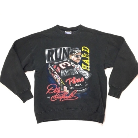 VINTAGE Dale Earnhardt Sweatshirt GM Goodwrench Retro Faded Run Hard Stop Fast